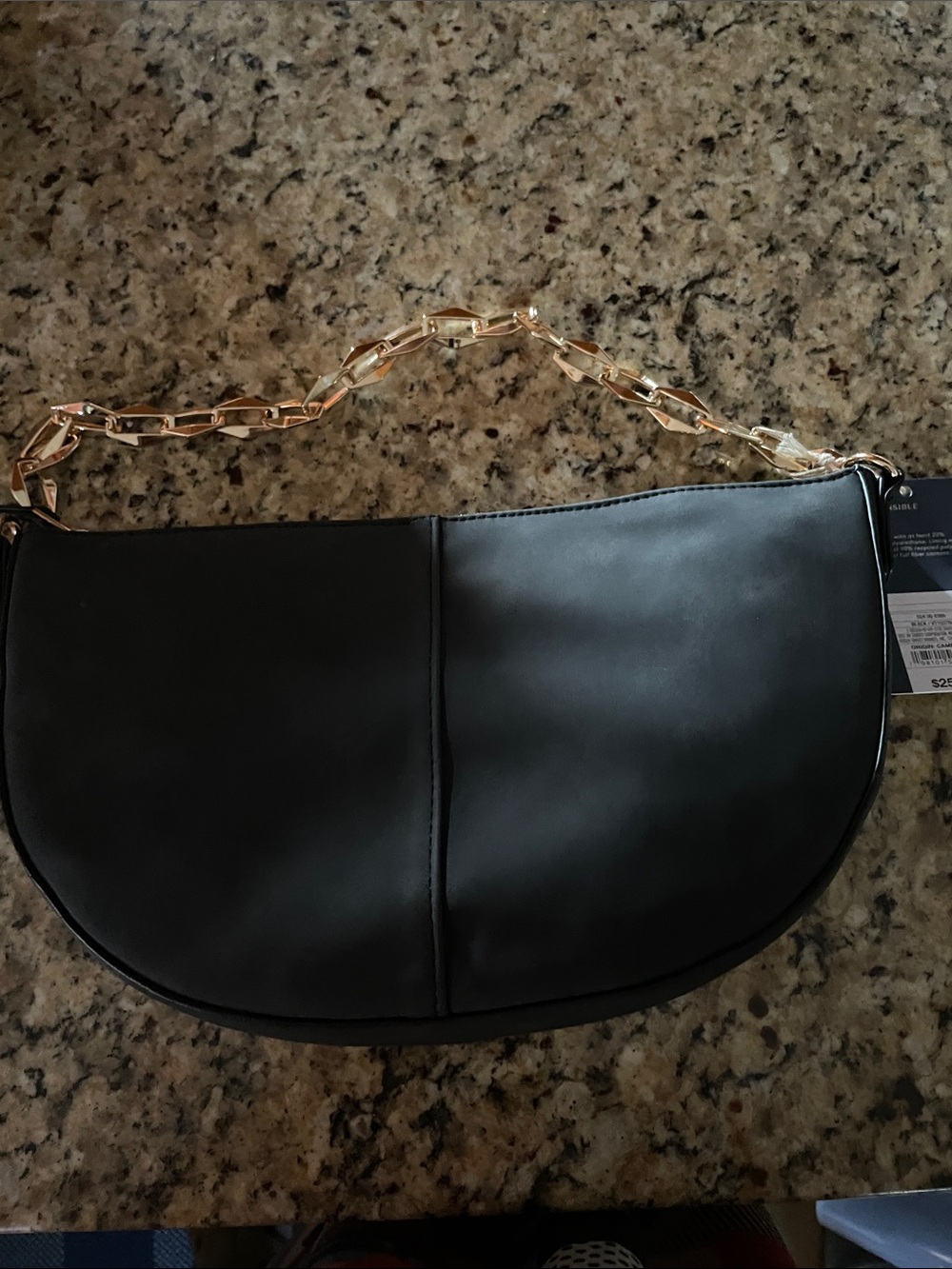 Universal Thread Black Crescent Shoulder Bag with Gold Chain
